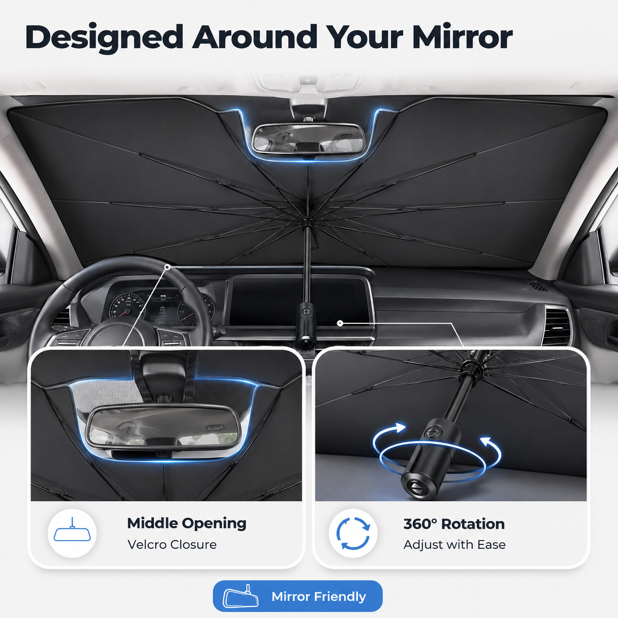 ☀️ Stop Turning Your Car Into An Oven-Foldable Car Windshield Sunshade Umbrella-8RH7