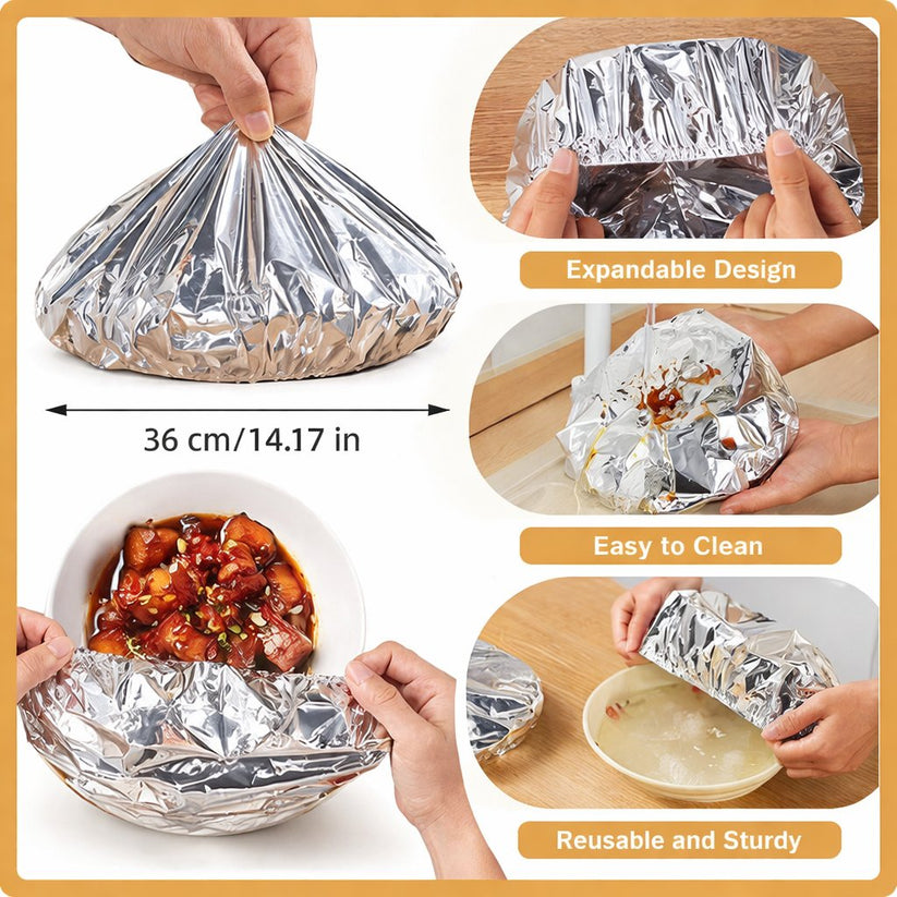 🍲🔥 Home Dining Table Heat-Retaining Food Cover ✨ – Aluminum Foil Food Protector to Keep Meals Warm & Fresh-8CR5