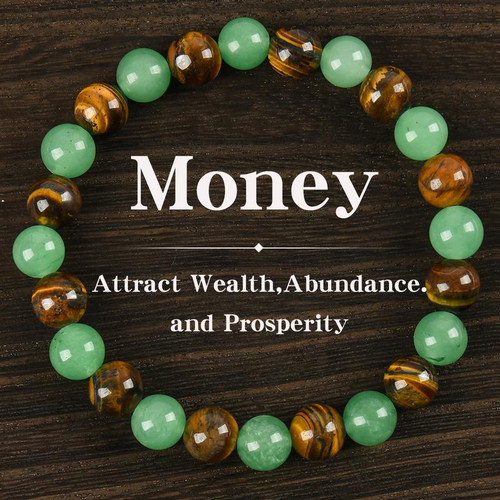 Arpurraina Money Attraction Bracelet with Green Aventurine & Tiger Eye -8RH7