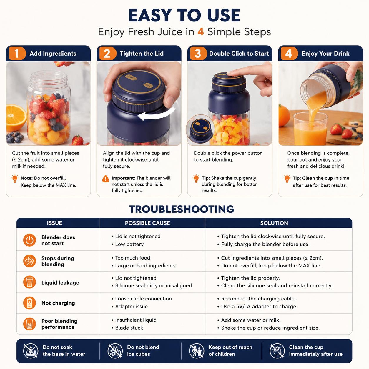 🏆 50K+ SOLD!Fresh Juice Anytime, Anywhere-Cordless Portable Blender Cup-8RH7