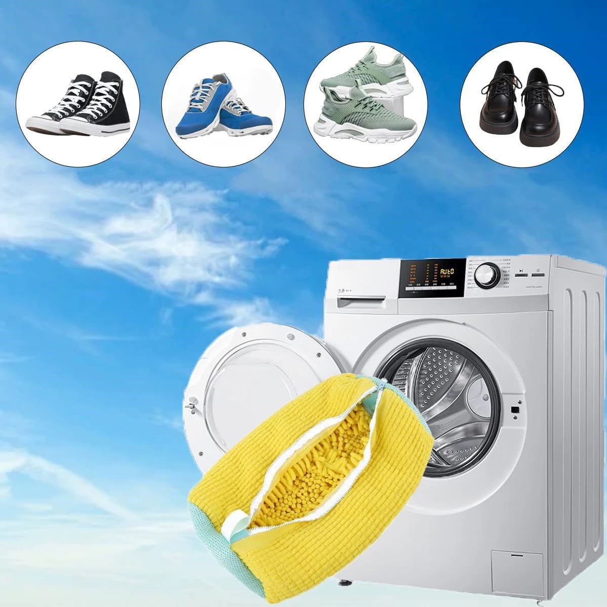 ✨Shoe Washing Bags for Washing Machine🥾|Durable Mesh Laundry Bags with Auto-Lock Zipper🔗Protect Sneakers in Washer👟-8HJ9