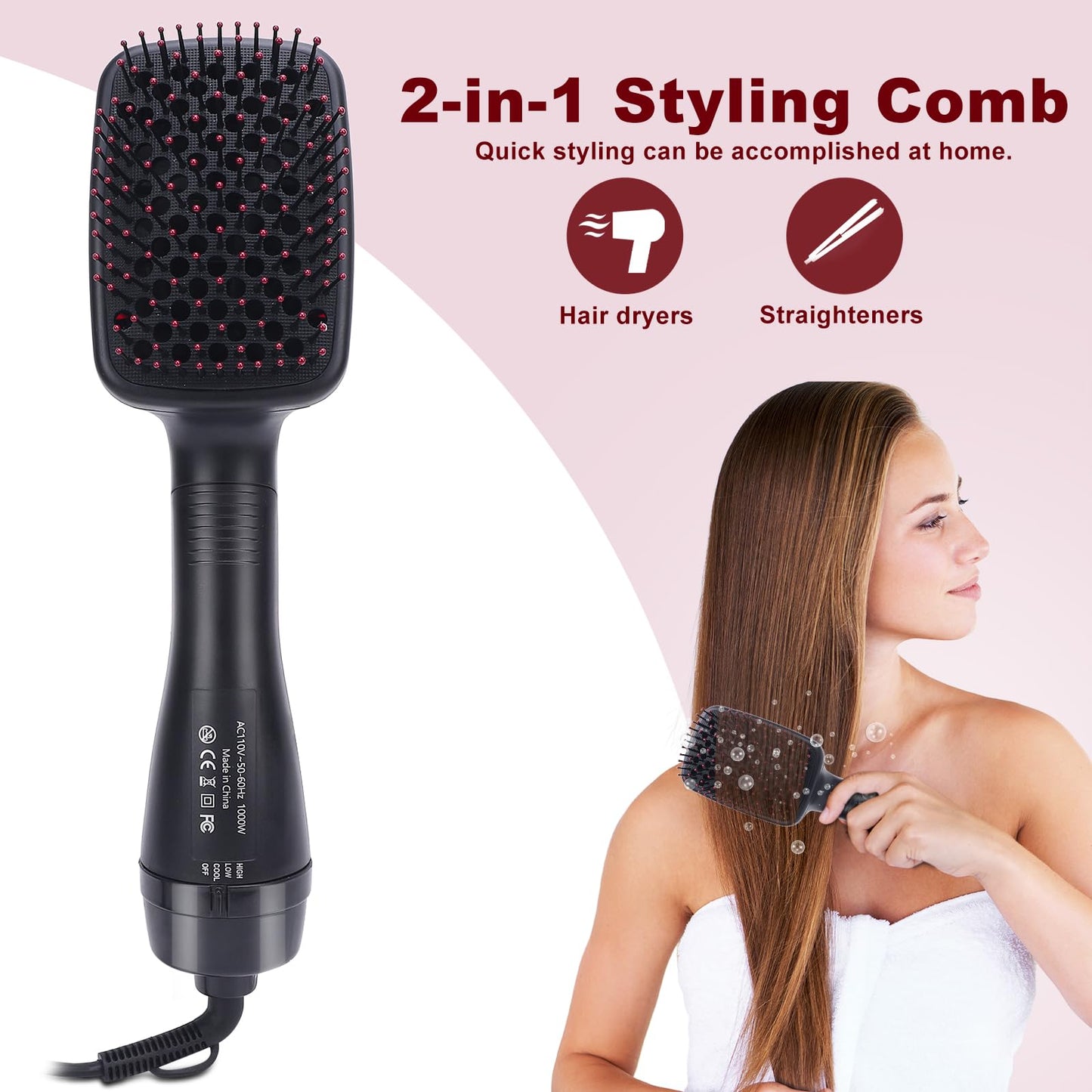 🔥 HOT SALE | 50% OFF ✨ 2-in-1 Hot Air Straightening Brush | Salon-Quality Hair in Minutes -8RH7