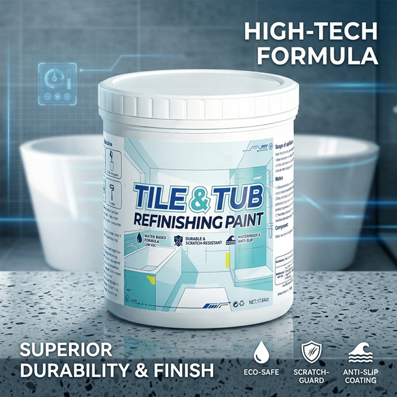 🧹Tile & Tub Refinishing Paint Kit Water-Based Renovation Coating|Easy DIY Brush/Roller Application for Bathroom & Kitchen Surfaces 300g🎨-8HJ9