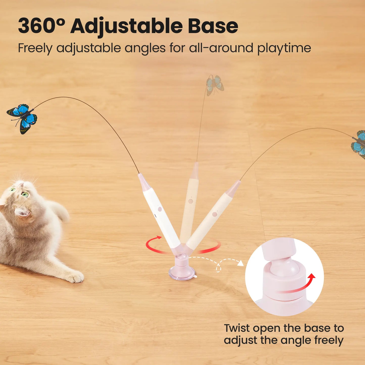 Keep Every Day Exciting For Your Cat 🐱 Spinning Butterfly Cat Toy Wand-8RH7