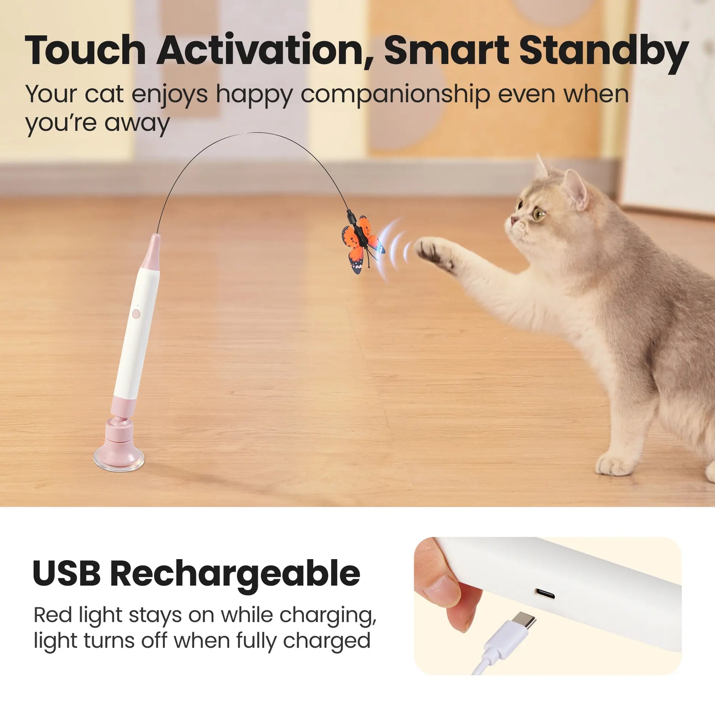 Keep Every Day Exciting For Your Cat 🐱 Spinning Butterfly Cat Toy Wand-8RH7