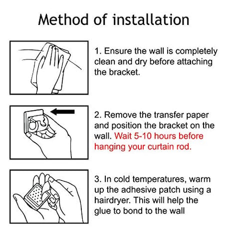 🤗Nail-Free Curtain Rod Brackets📌| No Drill, Heavy Duty Adhesive Holders for Curtain & Shower Rods, Waterproof, Fit Any Rod📏-8HJ9