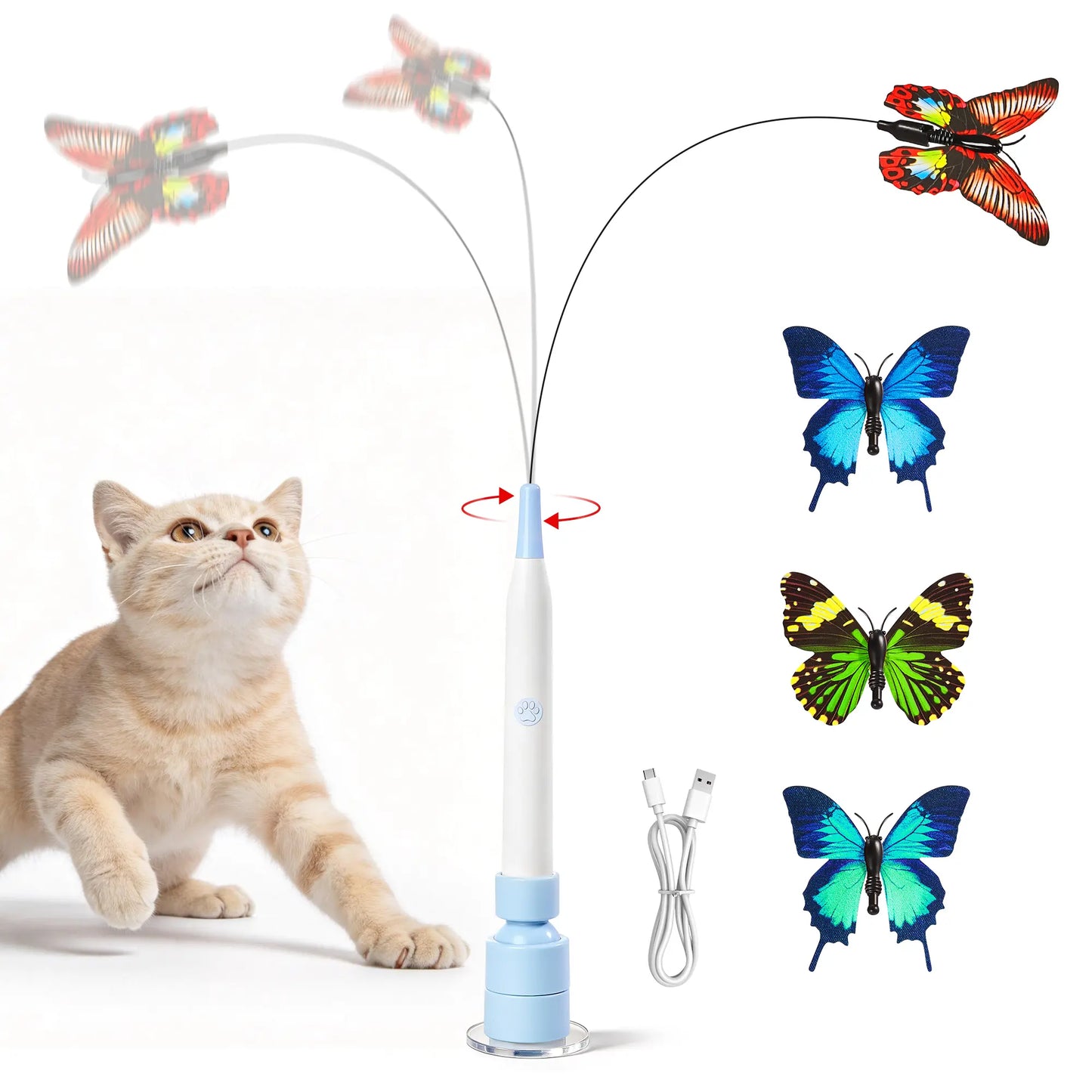 Keep Every Day Exciting For Your Cat 🐱 Spinning Butterfly Cat Toy Wand-8RH7