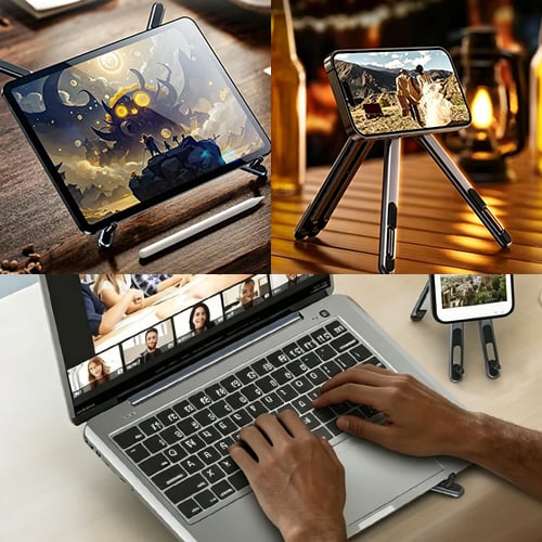 💥LIMITED TIME DISCOUNT💥Magnetic Foldable Aluminum Laptop & Tablet Stand 📱| 8-Height Adjustable Ergonomic Dual Device Desk Riser💻-8HJ9