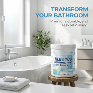 🧹Tile & Tub Refinishing Paint Kit Water-Based Renovation Coating|Easy DIY Brush/Roller Application for Bathroom & Kitchen Surfaces 300g🎨-8HJ9