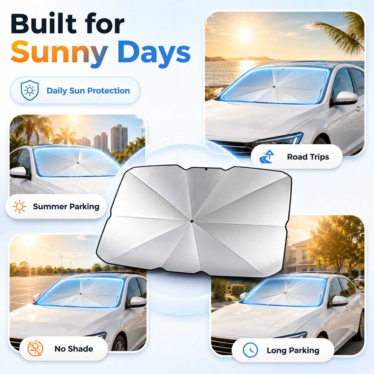 ☀️ Stop Turning Your Car Into An Oven-Foldable Car Windshield Sunshade Umbrella-8RH7