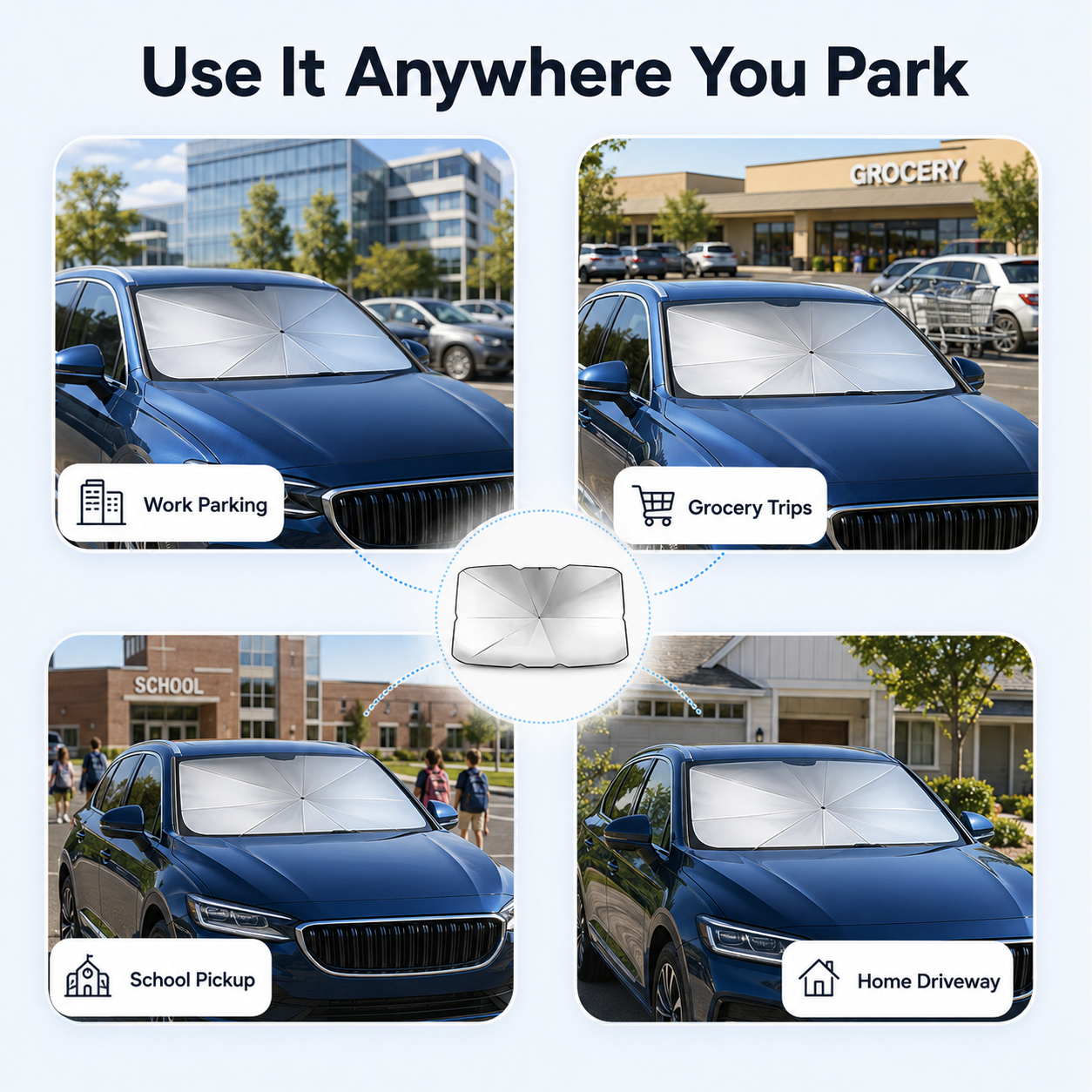 ☀️ Stop Turning Your Car Into An Oven-Foldable Car Windshield Sunshade Umbrella-8RH7