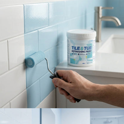 🧹Tile & Tub Refinishing Paint Kit Water-Based Renovation Coating|Easy DIY Brush/Roller Application for Bathroom & Kitchen Surfaces 300g🎨-8HJ9