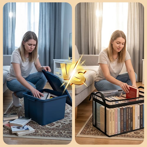 ✨Large Clear Thick Plastic Storage Box with Hinged Lid🛒|Heavy-Duty Durable High Capacity Organizer, Perfect for Home, Camping, Travel, Attic and Moving💪-8HJ9