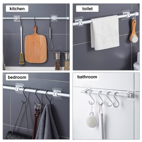 🤗Nail-Free Curtain Rod Brackets📌| No Drill, Heavy Duty Adhesive Holders for Curtain & Shower Rods, Waterproof, Fit Any Rod📏-8HJ9