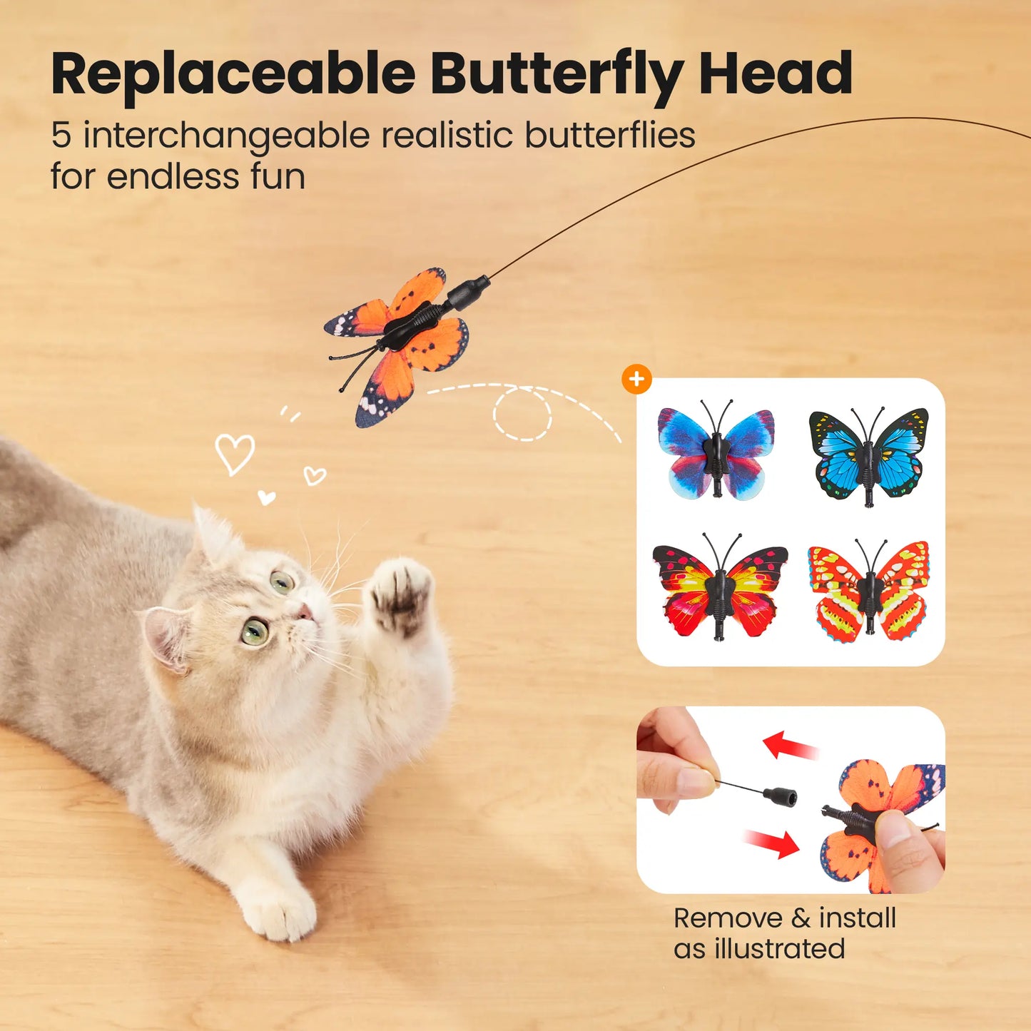 Keep Every Day Exciting For Your Cat 🐱 Spinning Butterfly Cat Toy Wand-8RH7