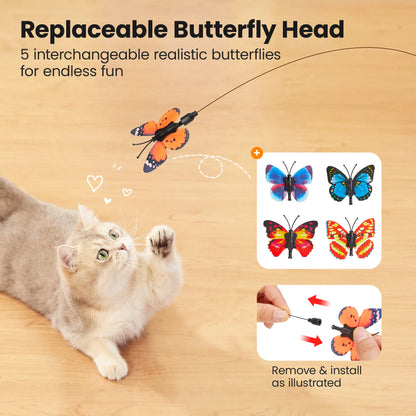 Keep Every Day Exciting For Your Cat 🐱 Spinning Butterfly Cat Toy Wand-8RH7