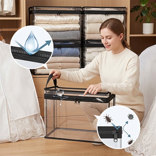 ✨Large Clear Thick Plastic Storage Box with Hinged Lid🛒|Heavy-Duty Durable High Capacity Organizer, Perfect for Home, Camping, Travel, Attic and Moving💪-8HJ9