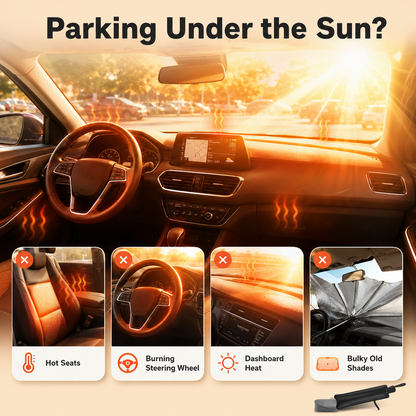 ☀️ Stop Turning Your Car Into An Oven-Foldable Car Windshield Sunshade Umbrella-8RH7