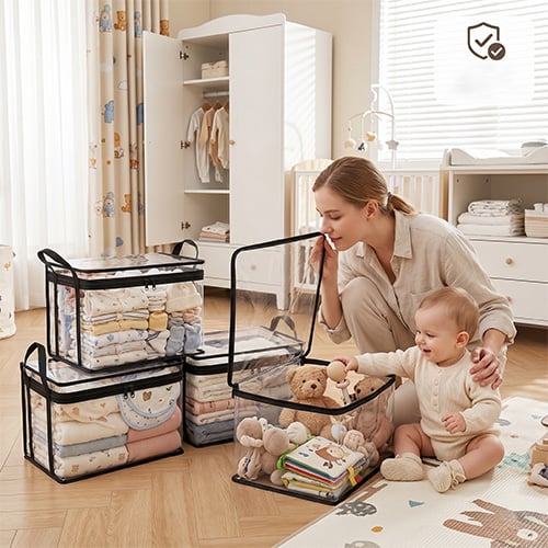 ✨Large Clear Thick Plastic Storage Box with Hinged Lid🛒|Heavy-Duty Durable High Capacity Organizer, Perfect for Home, Camping, Travel, Attic and Moving💪-8HJ9