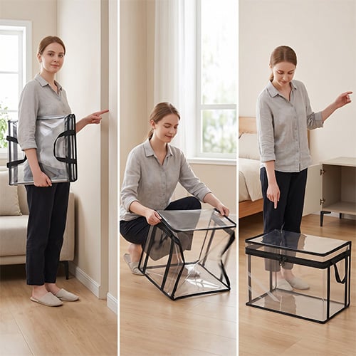 ✨Large Clear Thick Plastic Storage Box with Hinged Lid🛒|Heavy-Duty Durable High Capacity Organizer, Perfect for Home, Camping, Travel, Attic and Moving💪-8HJ9