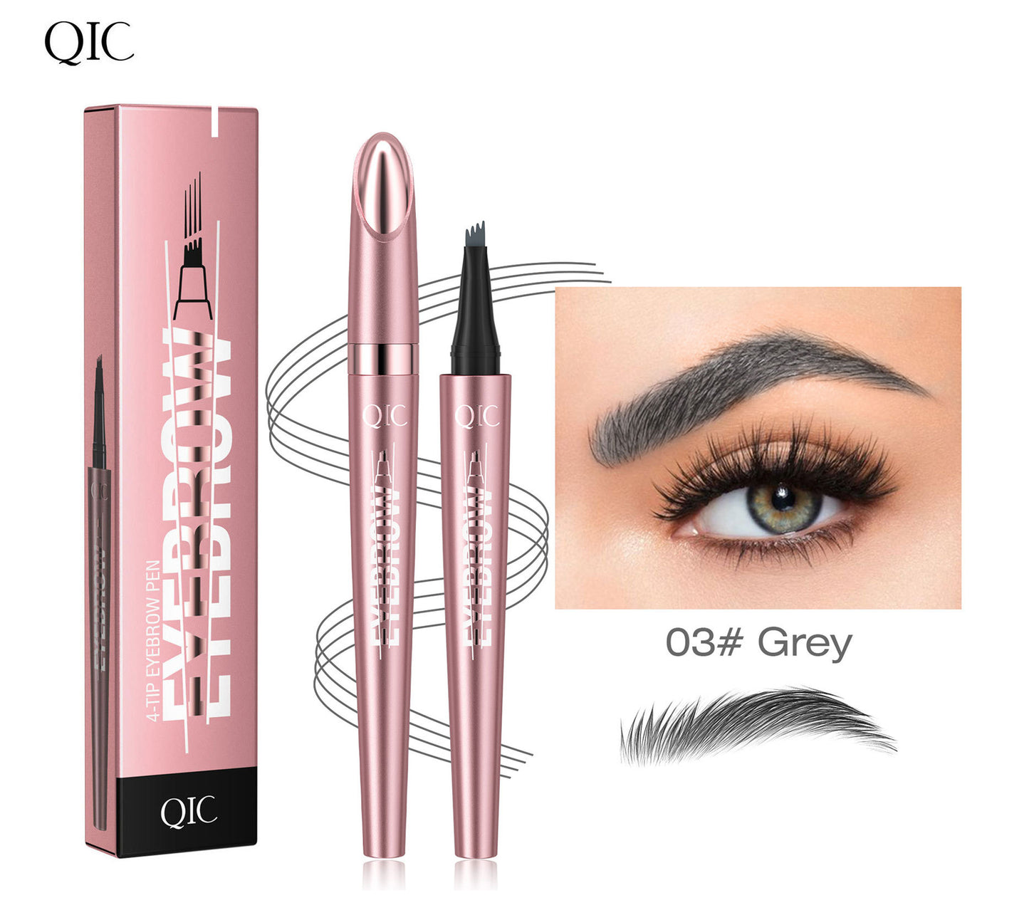 Waterproof Micro-Fork Eyebrow Pencil, Long-Lasting Brow Pen for Natural Hair-Like Strokes-8RH7