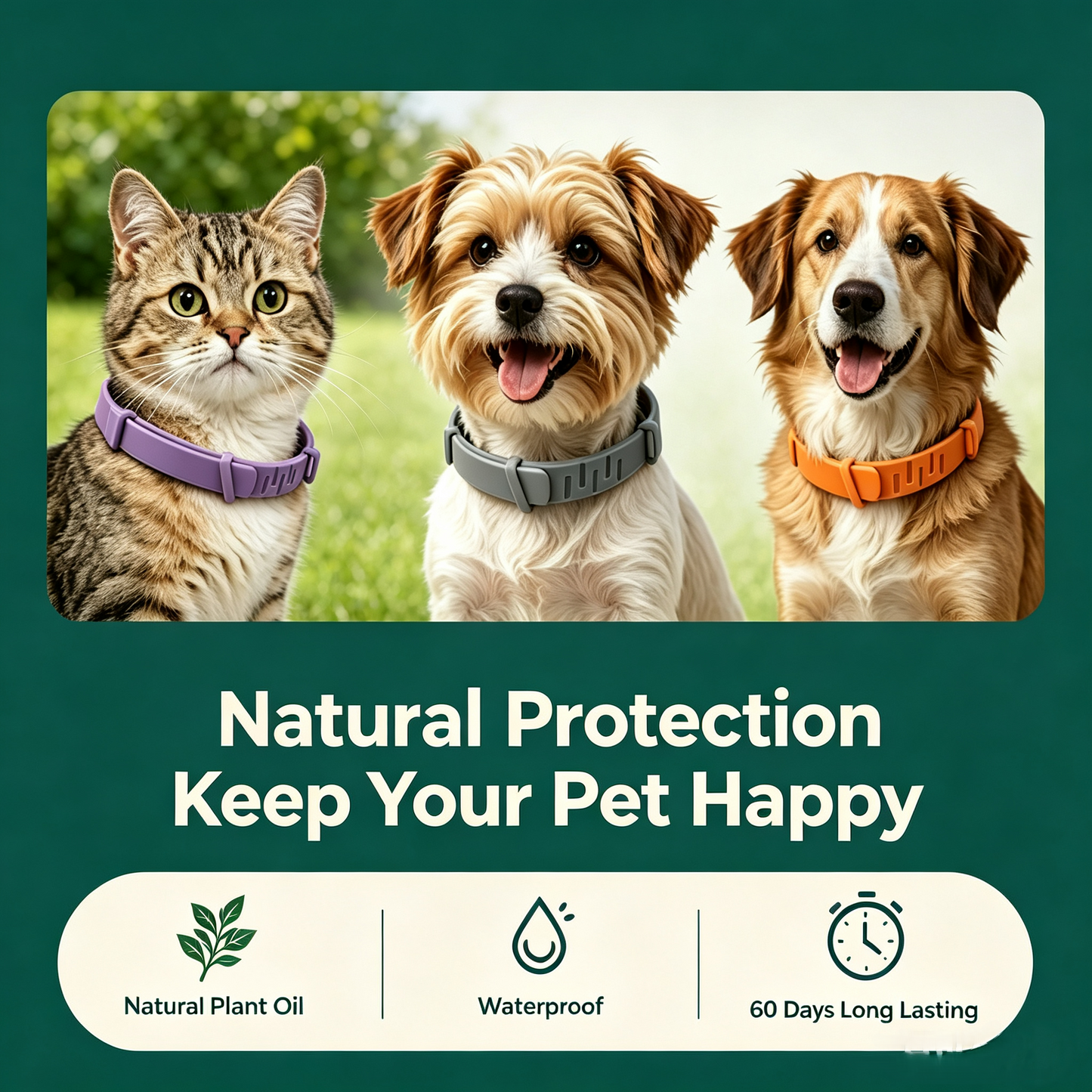 🔥 50% OFF Today 🐾Premium Natural Flea & Tick Protection Collar for Dogs & Cats – 60 Days Waterproof Botanical Defense-8YF7