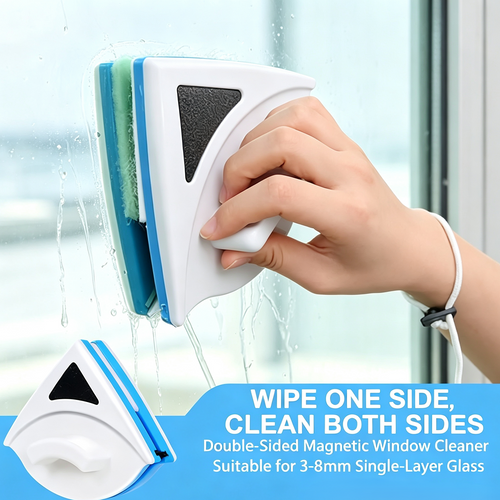 Dual-Sided Magnetic Window Cleaner | Clean Inside & Outside Glass In One Swipe, Safe High-Rise Wiper with Anti-Drop Rope-8HJ9