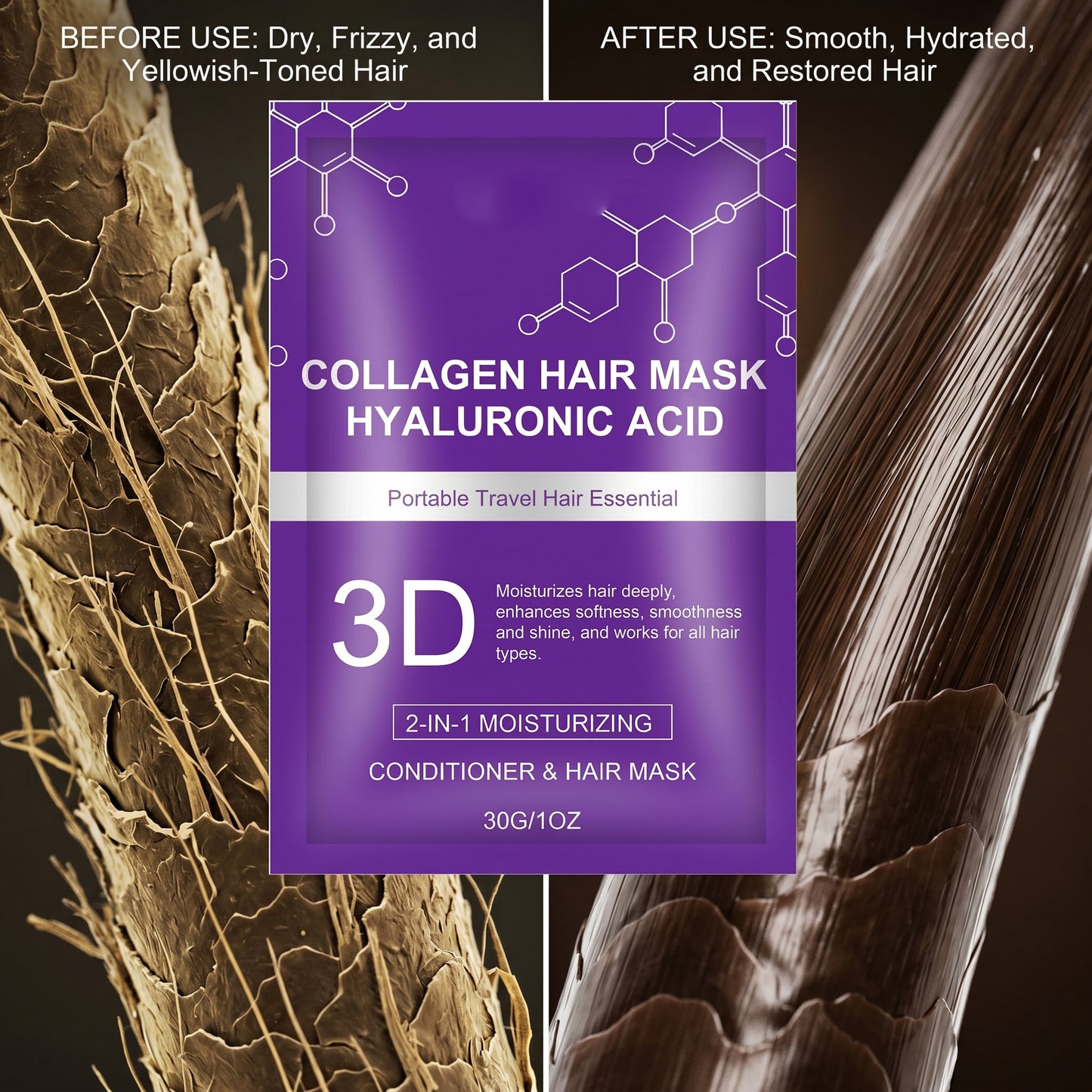 【🔥Hot Pick | 50K+ Sold💯】3D Collagen Hair Mask for Dry & Damaged Hair – Salon-Grade Deep Repair & Shine, Suitable for All Hair Types-8SA8