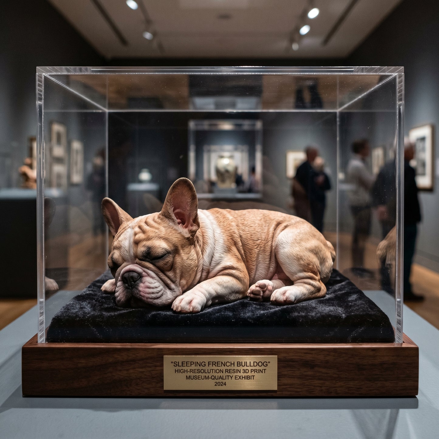 🐶🐱Custom 3D Printed Pet Memorial Sculpture in Acrylic Display Box 🎁|Personalized Sleeping Dog/Cat Keepsake with Floral Arrangement & Engraved Nameplate.Thoughtful Pet Sympathy Gift-8SA8