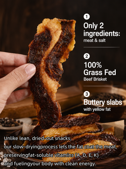 🐮Beef brisket chunks✅100% Grass-Fed & Finished, Soft Fatty Beef Snack with Natural Rendered Fat-Ray