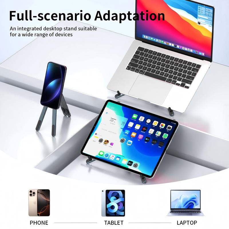 💥LIMITED TIME DISCOUNT💥Magnetic Foldable Aluminum Laptop & Tablet Stand 📱| 8-Height Adjustable Ergonomic Dual Device Desk Riser💻-8HJ9