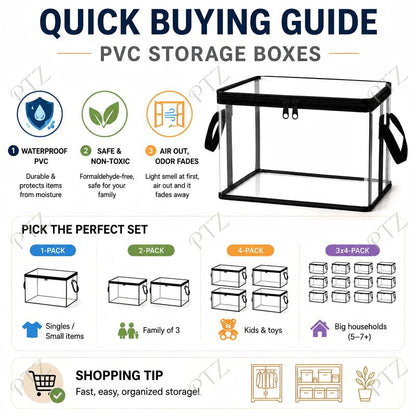 ✨Large Clear Thick Plastic Storage Box with Hinged Lid🛒|Heavy-Duty Durable High Capacity Organizer, Perfect for Home, Camping, Travel, Attic and Moving💪-8HJ9