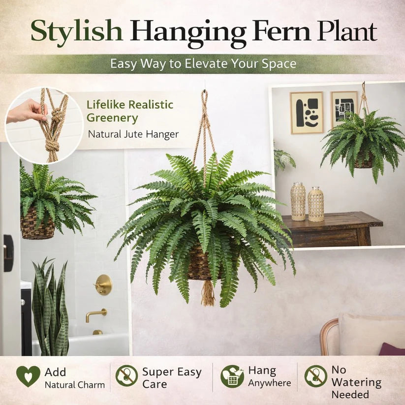 🏡【Chosen by millions of families🏆】Artificial Hanging Fern Plant🌿 – Effortless Greenery for Home & Garden,Beautify your living space-8SA8