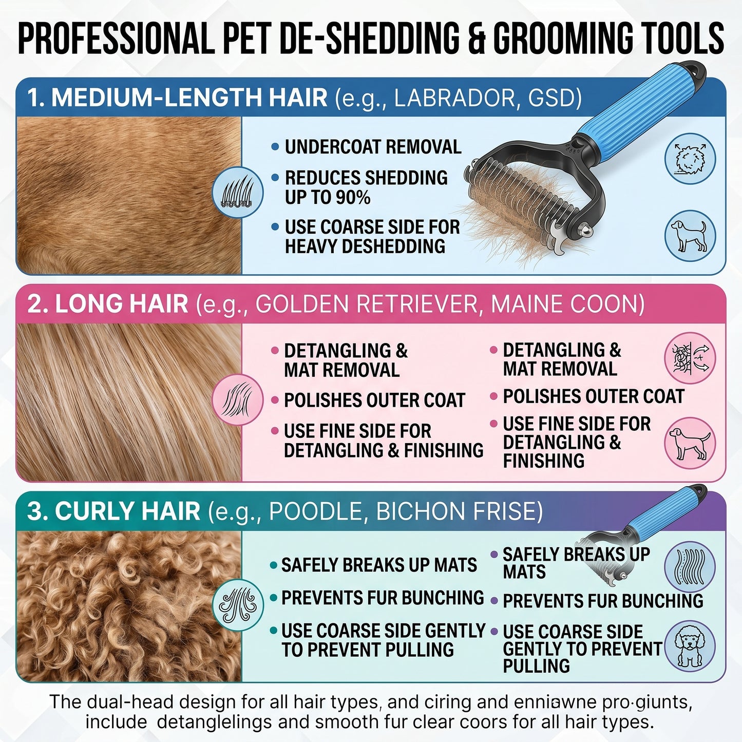🔥HOT SALE!💯 Professional Deshedding Tool For Dogs And Cats,Shedding Removal Easy to Use Essential Grooming-8SA8