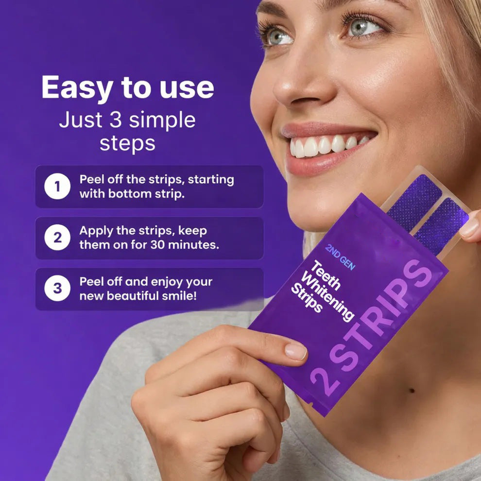 Purple Teeth Whitening Strips，Safe for Enamel - Non Sensitive Teeth Whitening - Peroxide-Free-8SA8