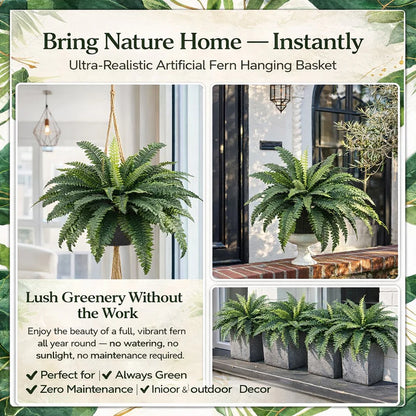 🏡【Chosen by millions of families🏆】Artificial Hanging Fern Plant🌿 – Effortless Greenery for Home & Garden,Beautify your living space-8SA8