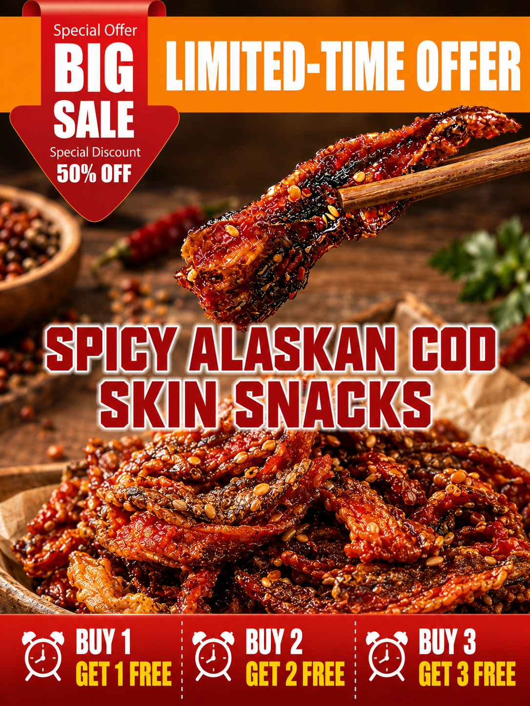 🌶️Premium Crispy Spicy Cod Skin Snack | Crunchy Seafood Chips-Ray