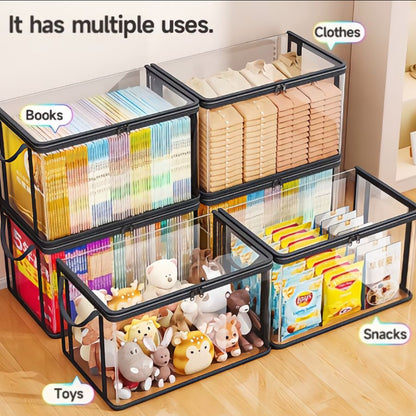 ✨Large Clear Thick Plastic Storage Box with Hinged Lid🛒|Heavy-Duty Durable High Capacity Organizer, Perfect for Home, Camping, Travel, Attic and Moving💪-8HJ9