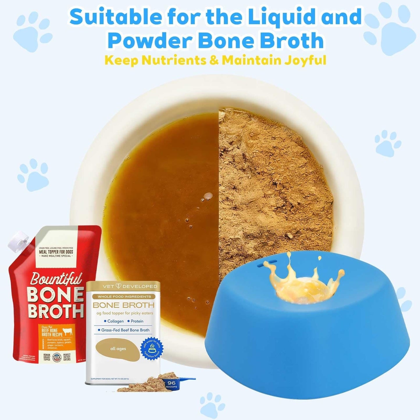Rolling Ball Slow Feeder Dog Bowl for Liquid Treats & Bone Broth -8RH7