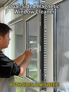 Dual-Sided Magnetic Window Cleaner | Clean Inside & Outside Glass In One Swipe, Safe High-Rise Wiper with Anti-Drop Rope-8HJ9