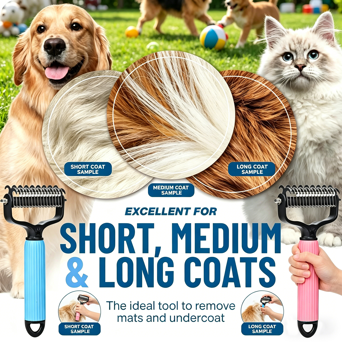 🔥HOT SALE!💯 Professional Deshedding Tool For Dogs And Cats,Shedding Removal Easy to Use Essential Grooming-8SA8