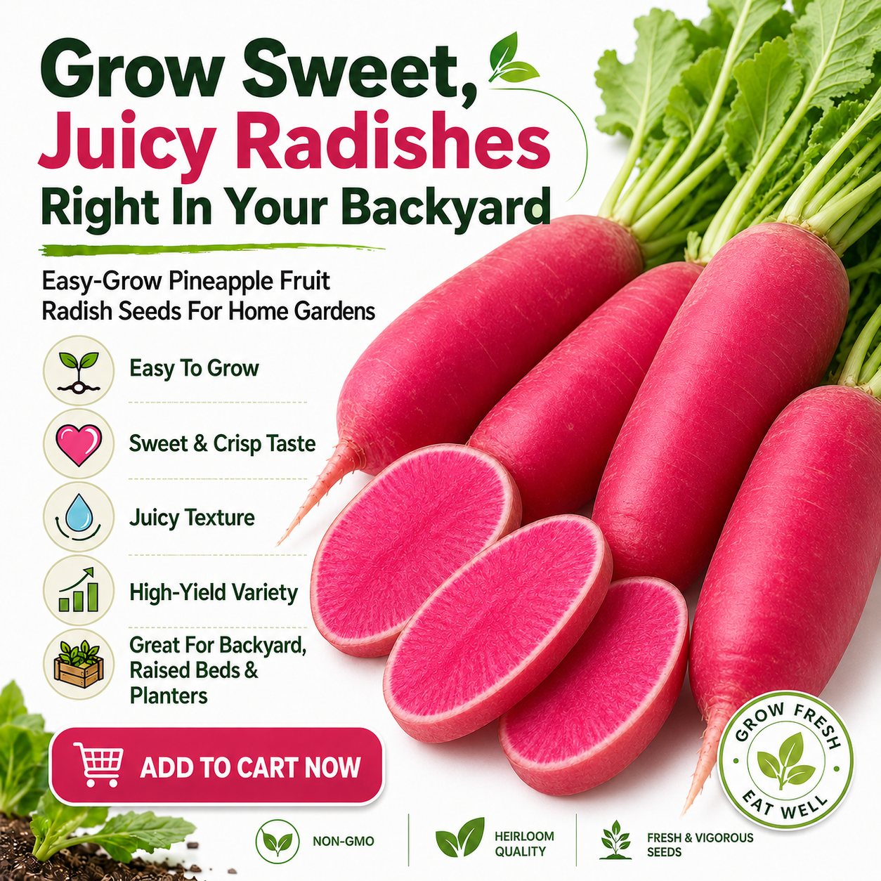 🔥 Limited Garden Season Offer 🔥 Easy-To-Grow Pineapple Fruit Radish Seeds With High-Yield Potential-8RH7