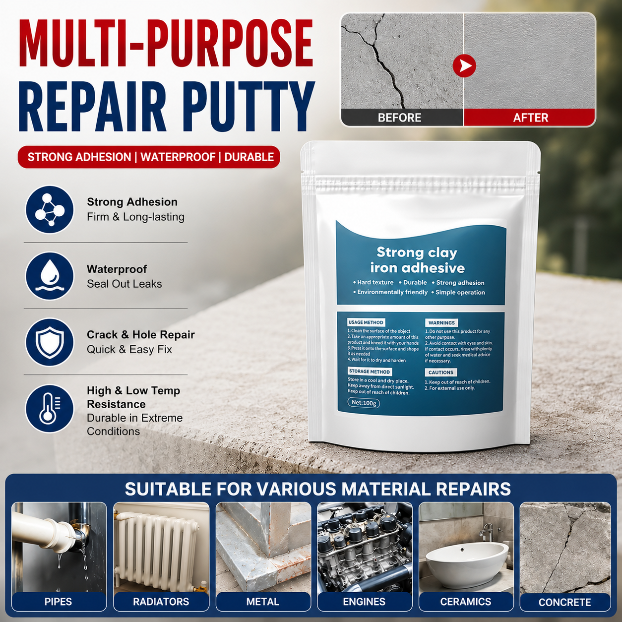 🔥 50% OFF Today 🛠️ High-Strength Repair Clay – Fix, Fill & Restore Almost Anything-8YF7