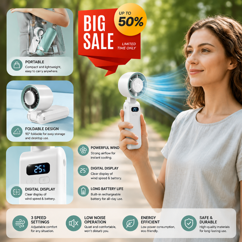 ❄️ Up to 50% OFF 🌬️ Handheld Semiconductor Cooling Fan – Portable Ice-Cold Rechargeable Mini Fan-8YF7