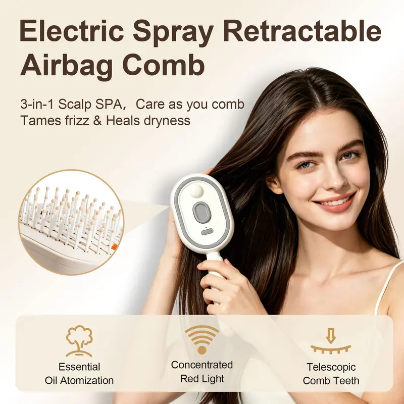 🔥Last chance to grab it for 50% off🔥Electric Spray Air Cushion Massage Comb 🥇 – Relaxing Scalp Massage & Frizz-Free Hair Care-8CR5