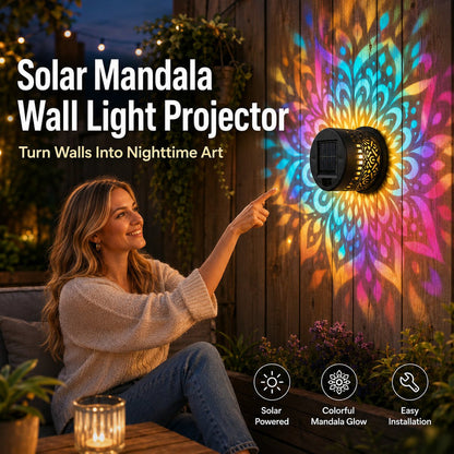 🌙65K+ Sold! ✨ Solar Mandala Wall Light 🥇 – Waterproof Outdoor Garden Fence Projector Lamp with Magical Ambient Glow🪐🌌-8CR5