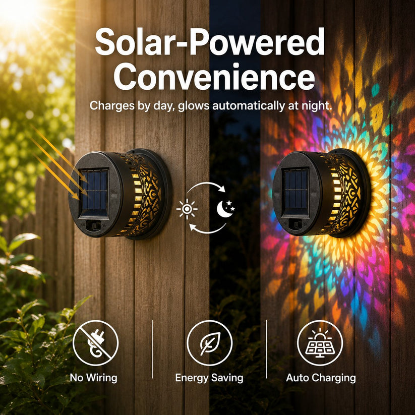 🌙65K+ Sold! ✨ Solar Mandala Wall Light 🥇 – Waterproof Outdoor Garden Fence Projector Lamp with Magical Ambient Glow🪐🌌-8CR5