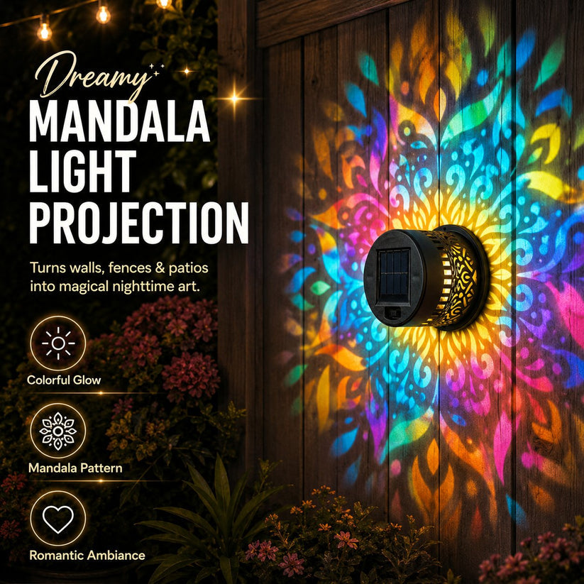 🌙65K+ Sold! ✨ Solar Mandala Wall Light 🥇 – Waterproof Outdoor Garden Fence Projector Lamp with Magical Ambient Glow🪐🌌-8CR5