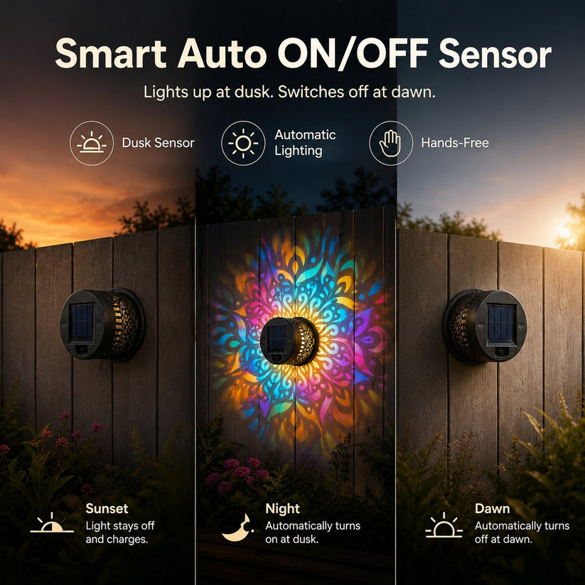 🌙65K+ Sold! ✨ Solar Mandala Wall Light 🥇 – Waterproof Outdoor Garden Fence Projector Lamp with Magical Ambient Glow🪐🌌-8CR5
