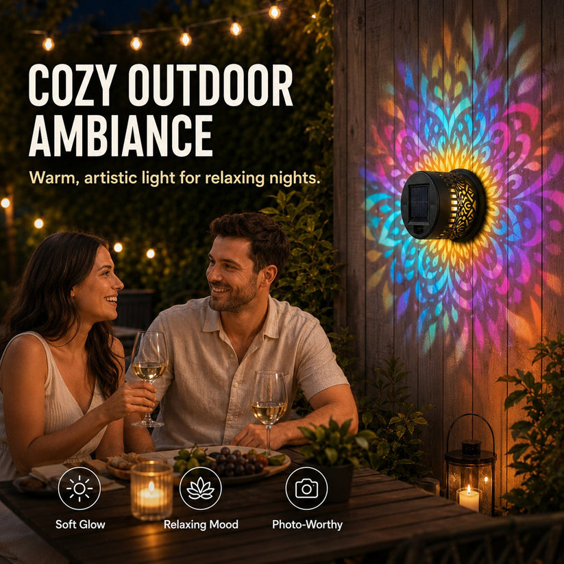 🌙65K+ Sold! ✨ Solar Mandala Wall Light 🥇 – Waterproof Outdoor Garden Fence Projector Lamp with Magical Ambient Glow🪐🌌-8CR5